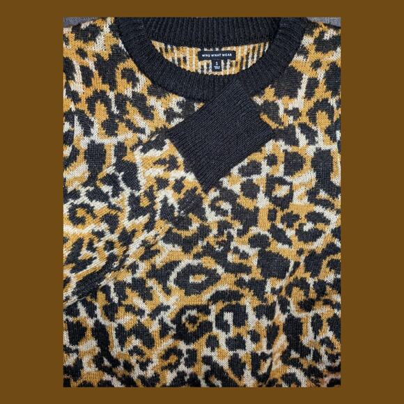 Retro Cheetah Print Long, Puffed Sleeve Sweater  by Who What Wear for Target - Picture 3 of 4